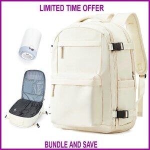 Vacuum Travel Backpack with Pump, TSA Approved 18x14x8, Laptop Daypack